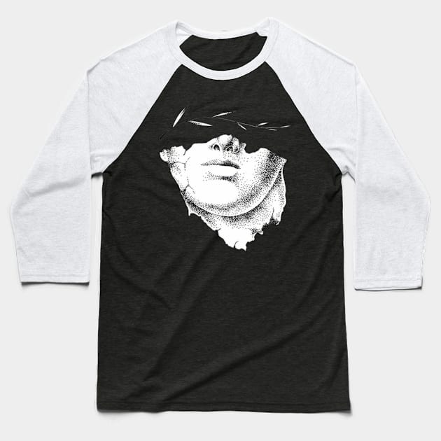 Statue with laurel eyes - Drawing - B&W Baseball T-Shirt by euror-design